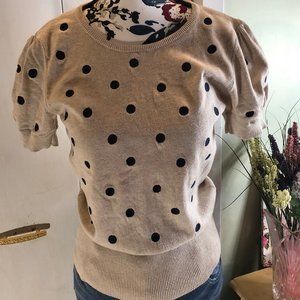 Atmosphere Cotton Top w/ Embroidered Polka Dots